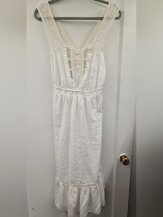 Urban Outfitters Dresses & Skirts - Urban Outfitters Antoinette Lace Trim Midi Dress Linen Blend Ivory M